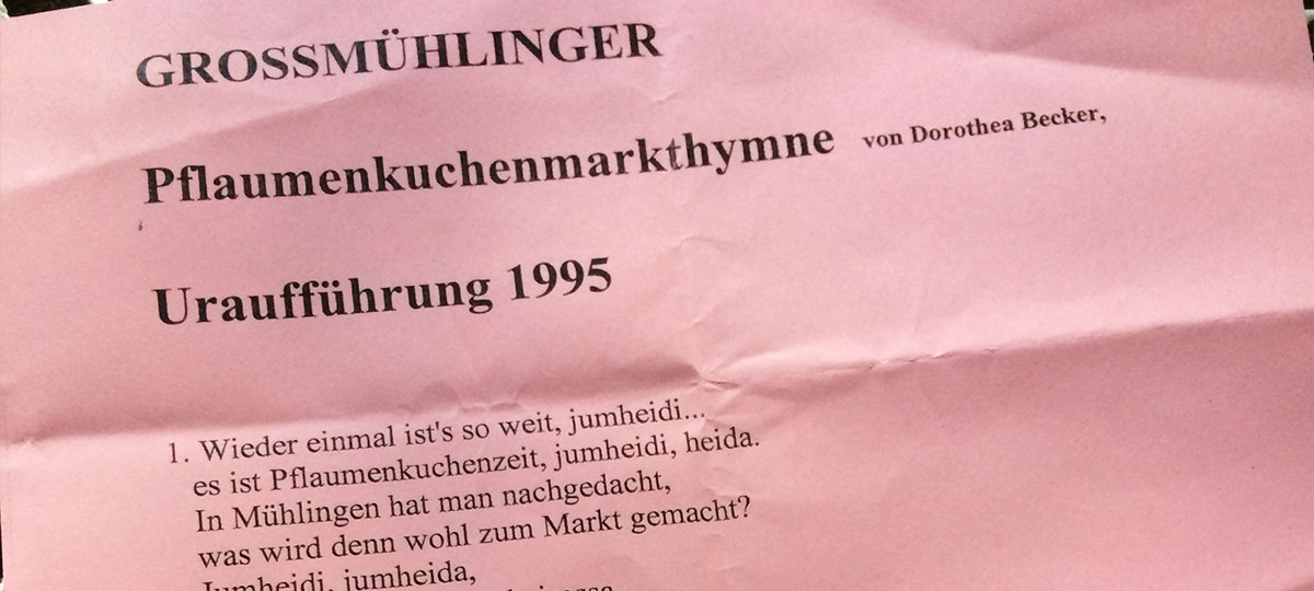 Foto der Pflaumenkuchenmarkt-Hymne